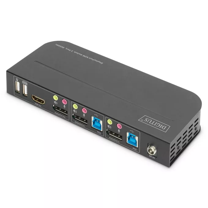 Digitus Przełącznik KVM 2 portowy DisplayPort do HDMI 2x1 4K 60Hz  2xUSB audio