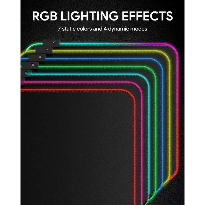 KM-P8 RGB M gamingowa podkładka pod mysz | 450x400x4mm | wodoodporna | gumowany spód | 11 efektów świetlnych
