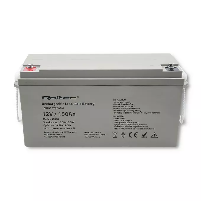 Qoltec Akumulator AGM | 12V | 150Ah | max. 2250A