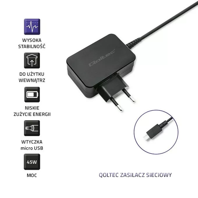Qoltec Zasilacz do Asus 33W | 19V | 1.75A | Special micro USB