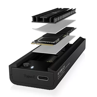 IcyBox Stacja dokująca IB-180MC-C31 M.2 NVMe&amp;SATA Docking, USB 3.2 (Gen2) Type-C, Aluminium