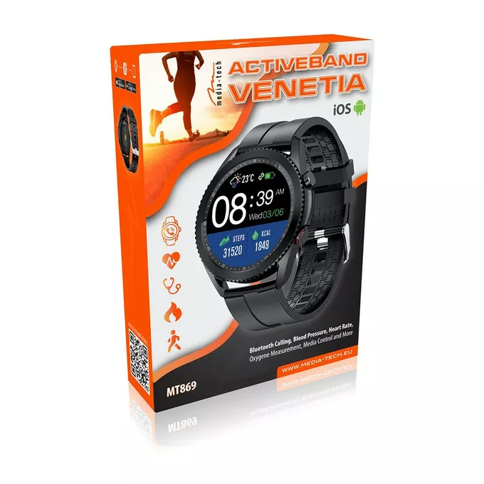 Media-Tech Smartband Venetia MT869 dzwonienie bluetooth, pomiar ciśnienia krwi, pulsu, natlenienia i innych parametrów