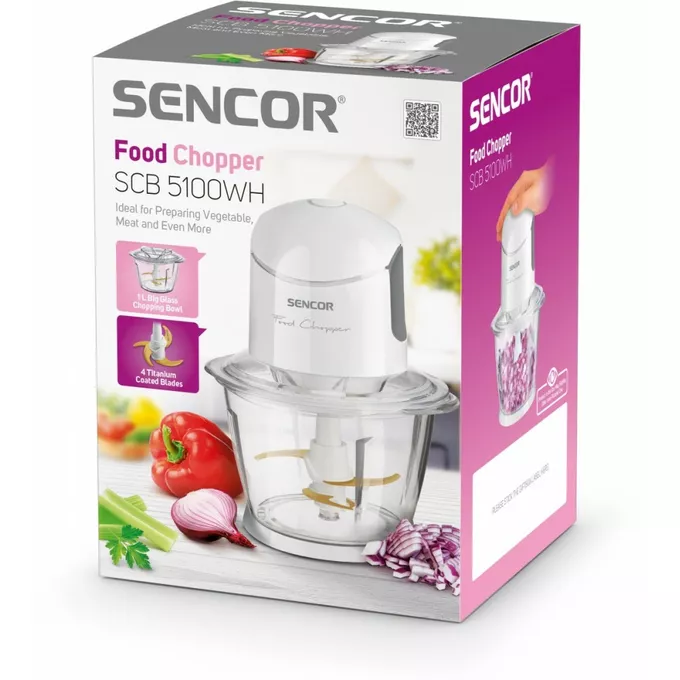 Sencor Rozdrabniacz SCB 5100WH Moc 800 W, poj. 1000 ml 4 tytanowe ostrza