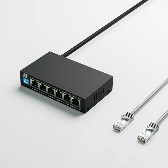 Extralink Switch KRIOS PoE 4x Gigabit PoE/PoE+, 2x RJ45 Uplink Gigabit, 60W
