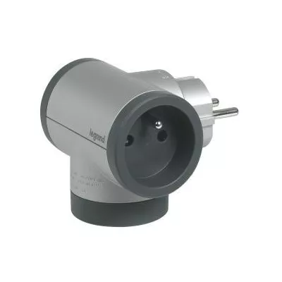 Legrand Rozgałęźnik obrotowy 2x2P+Z, USB A+C - aluminium/grafitowy