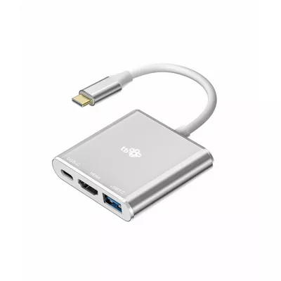 TB Adapter USB C 3w1 - HDMI, USB, PD srebrny