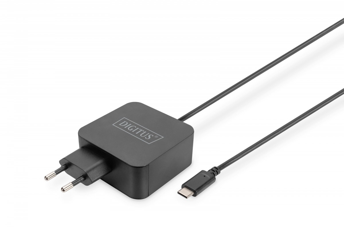 Фото - Зарядний пристрій Digitus Ładowarka sieciowa zasilacz 1x USB-C PD 3.0 max. 65W zintegrowany kabel 1,2m Czarna AZASSNZ00000007 