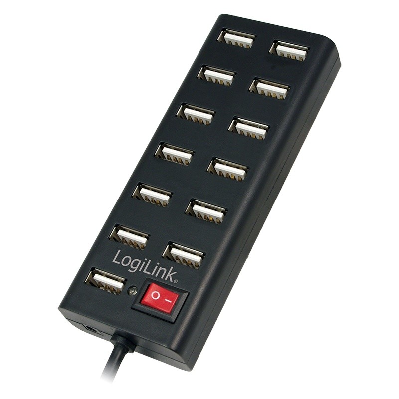 Фото - Кардридер / USB-хаб LogiLink Hub USB2.0 13-portów z wyłącznikiem Czarny NULLIUS13UA0126 