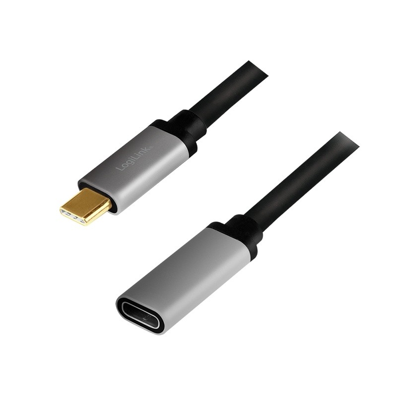 Фото - Кабель LogiLink Kabel USB-C M/F,4K/60Hz aluminiowy 0.5m AKLLIKV0CUA0105 