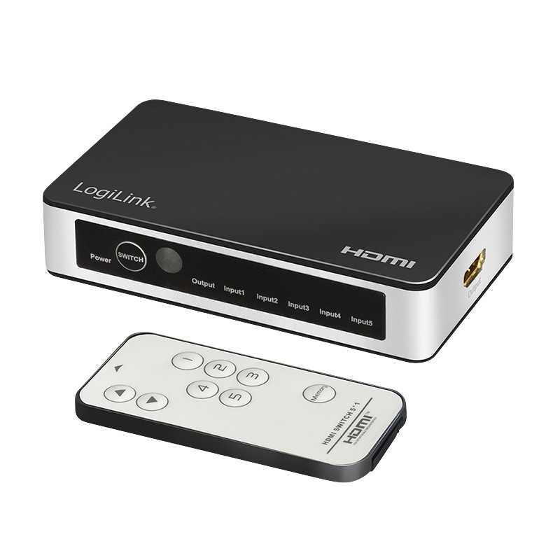 Zdjęcia - Czytnik kart pamięci / hub USB LogiLink Switch 5x1 HDMI, 4K 60Hz, z pilotem AVLLIS000HD0048 