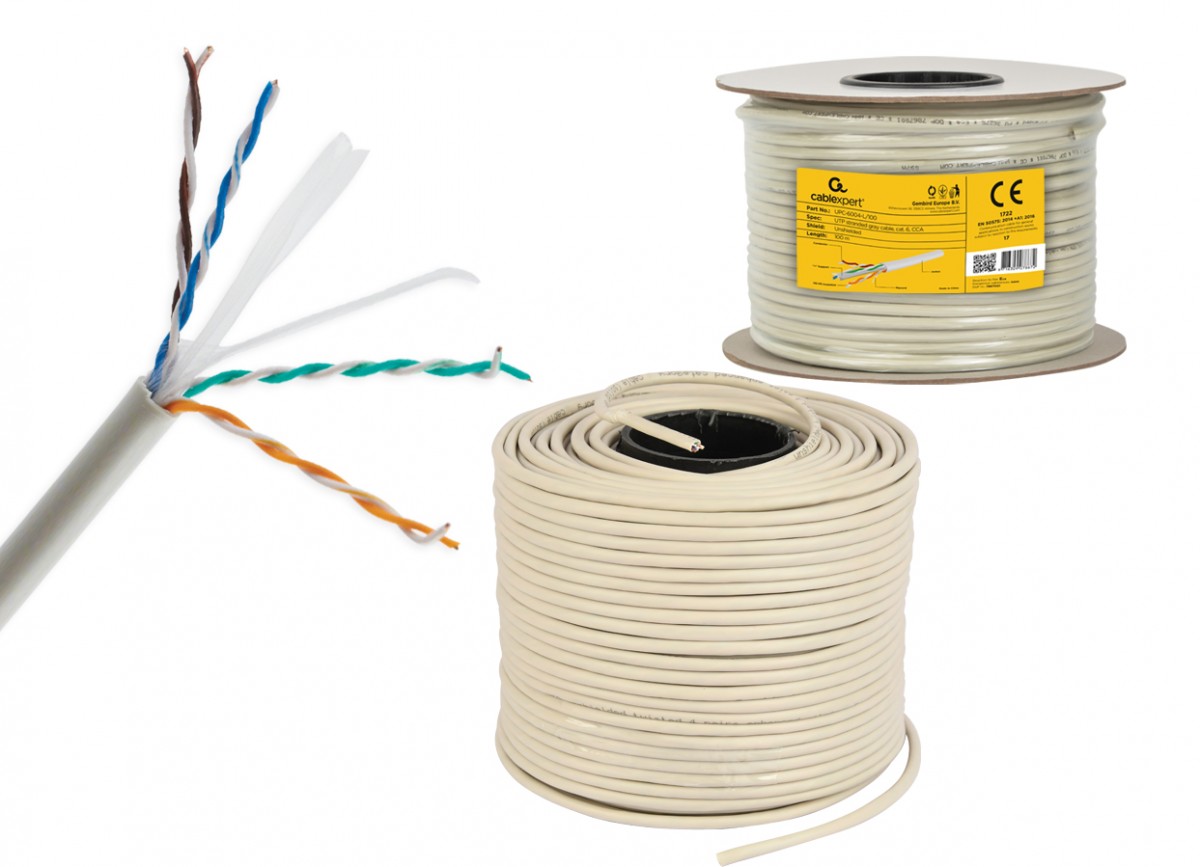 Gembird utp kabel drut kat 6 awg24 cca 100m upc-6004se-sol/100