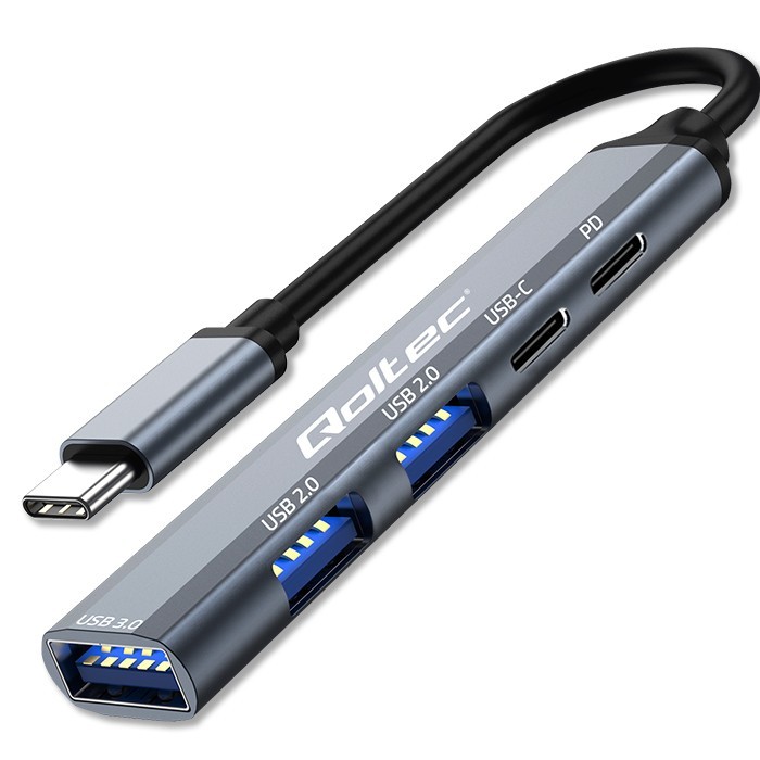 Фото - Кардридер / USB-хаб Qoltec HUB adapter USB-C 3.1 5w1 | USB-C PD | USB-C | 2x USB 2.0 | USB 3.0 