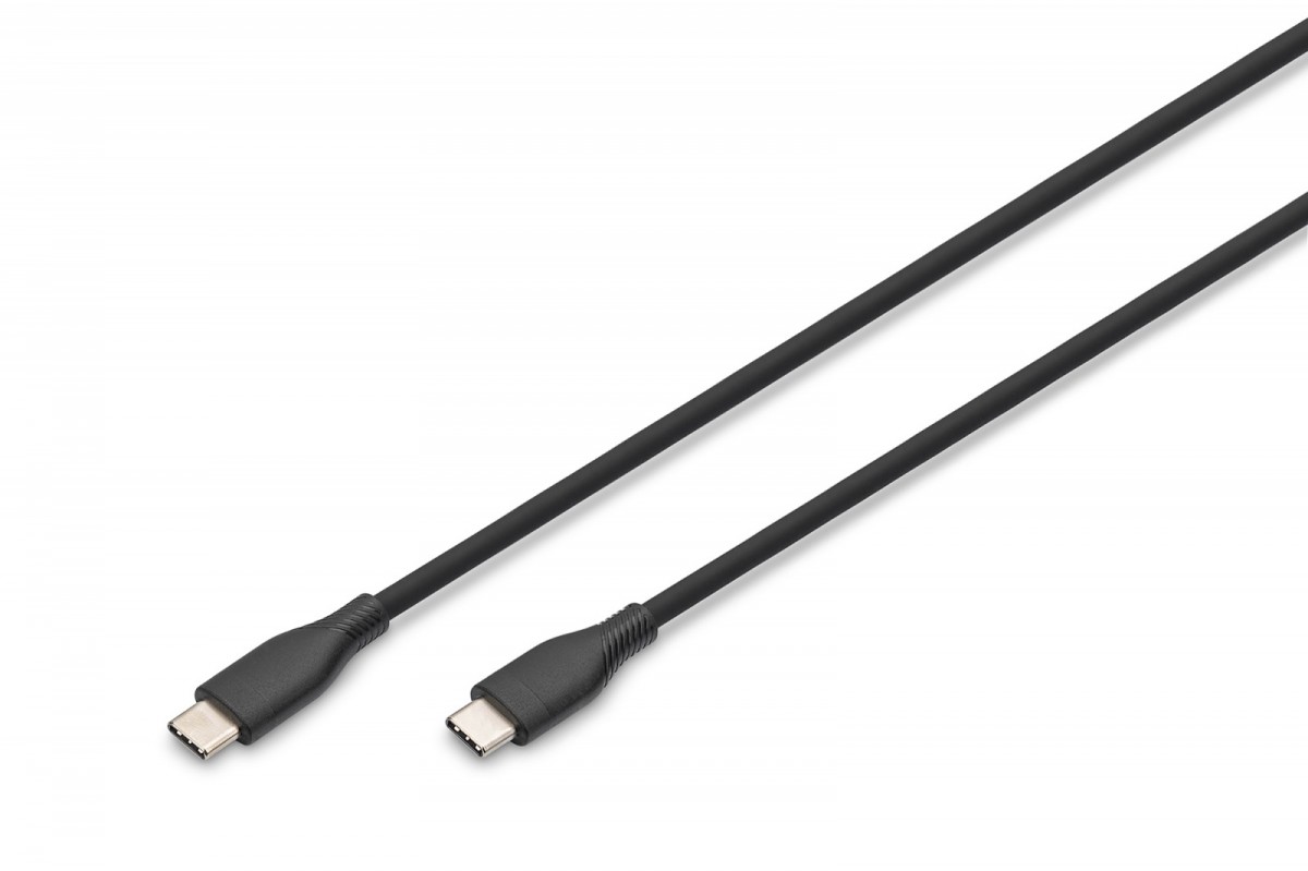 Digitus Kabel połączeniowy silikonowy USB-C - USB-C, USB 2.0 60W, 0,5m Czarny