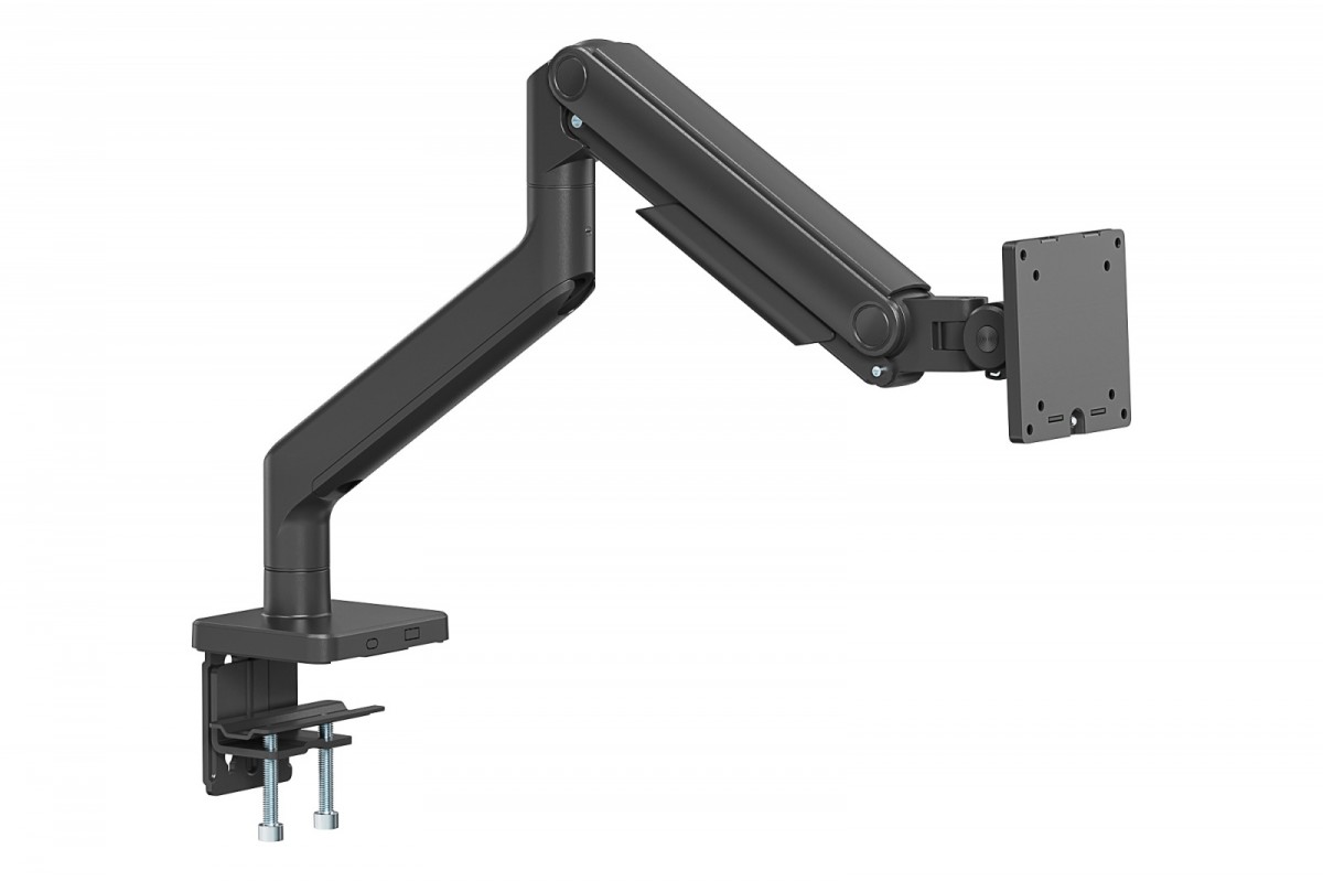 Digitus Ramię biurkowe pojedyncze z zaciskiem i sprężyną mechaniczną 1x LCD max. 49" 20kg, VESA: 75x75, 100x100, czarne