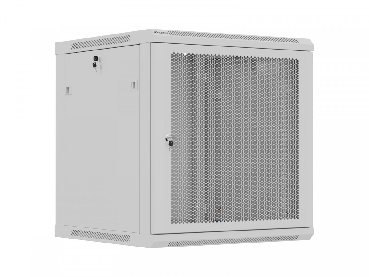 Lanberg Szafa instalacyjna rack wisząca 12U 600x600 szara drzwi perforowane (flat pack)