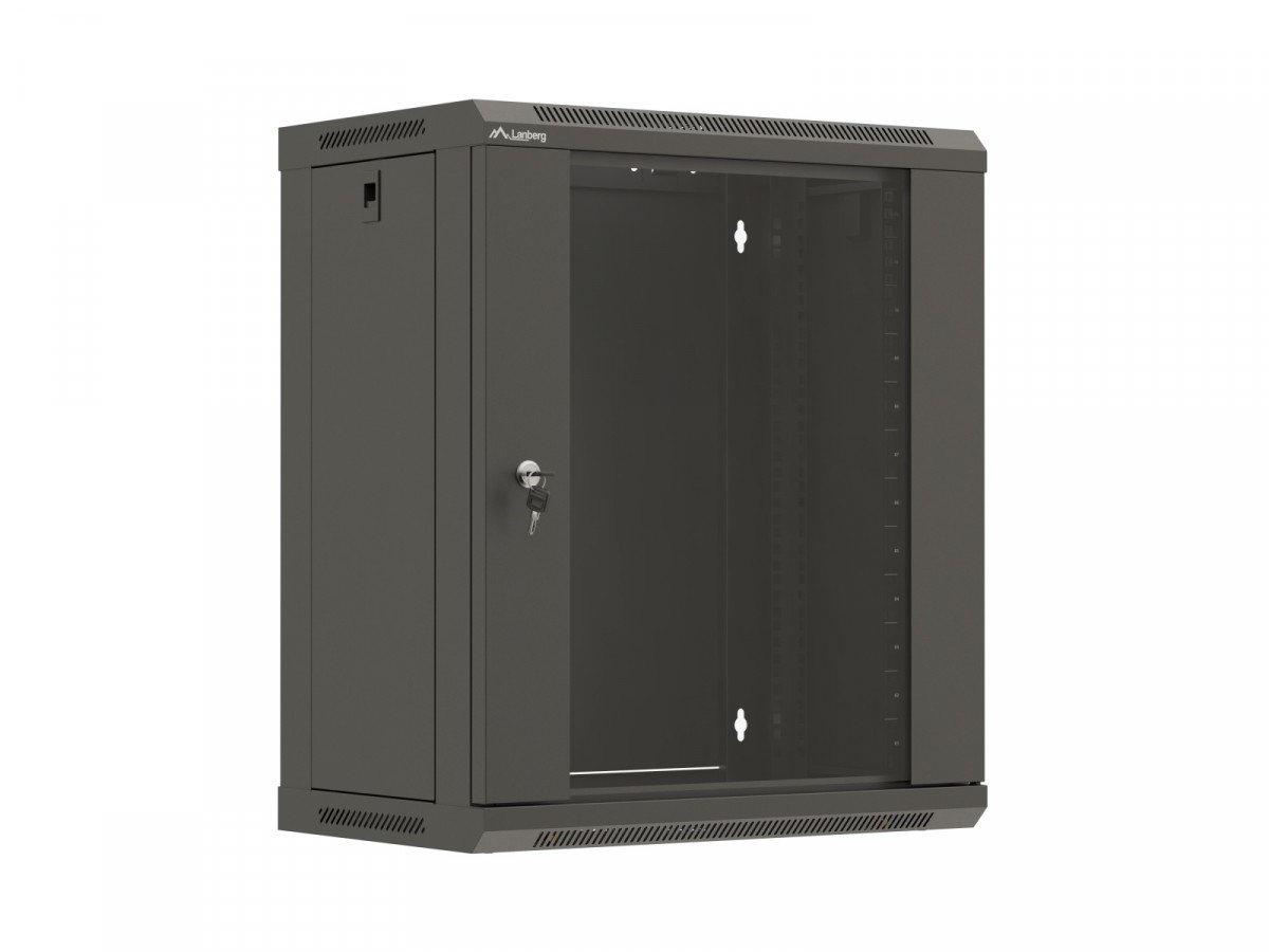 LANBERG SZAFA INSTALACYJNA RACK WISZĄCA 19" 12U 540X350 CZARNA DRZWI PRZESZKLONE (FLAT PACK)