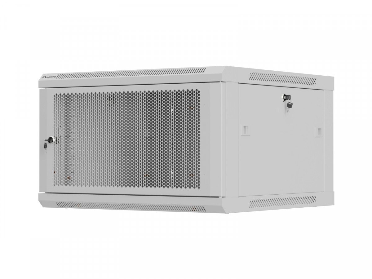Lanberg Szafa instalacyjna rack wisząca 19 cali 6U 600x600 szara drzwi perforowane (flat pack)