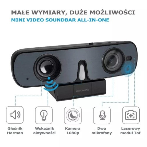 ROCWARE RC08P Kamera Uniwersalna kamera internetowa USB z wbudowanym głośnikiem i mikrofonem