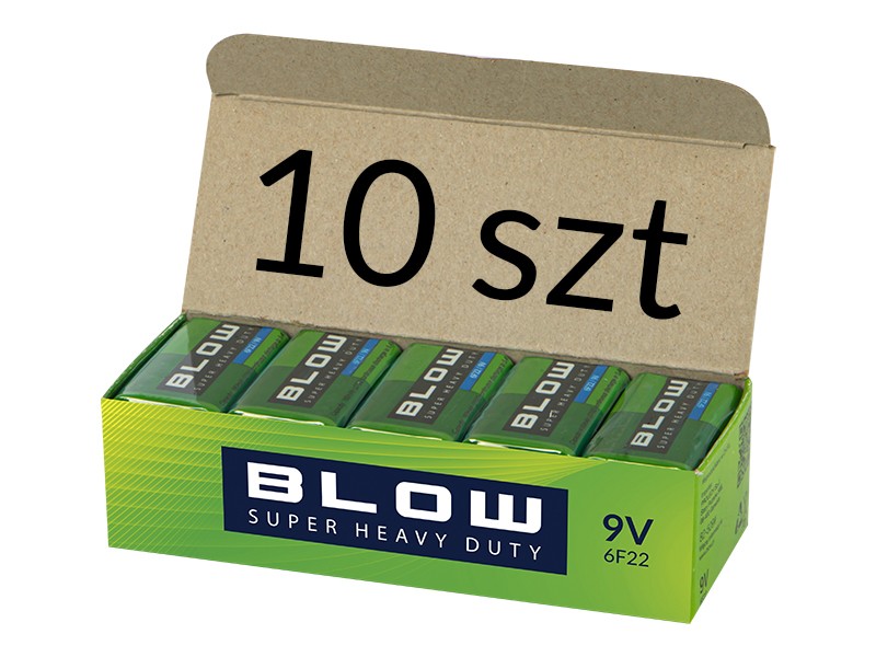 BLOW Bateria 9V 6F22 Super Heavy Duty 10 sztuk