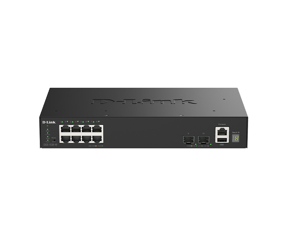 D-Link Przełącznik SMART DGS-1530-10/E 8 portów GE + 2 porty 10G SFP+