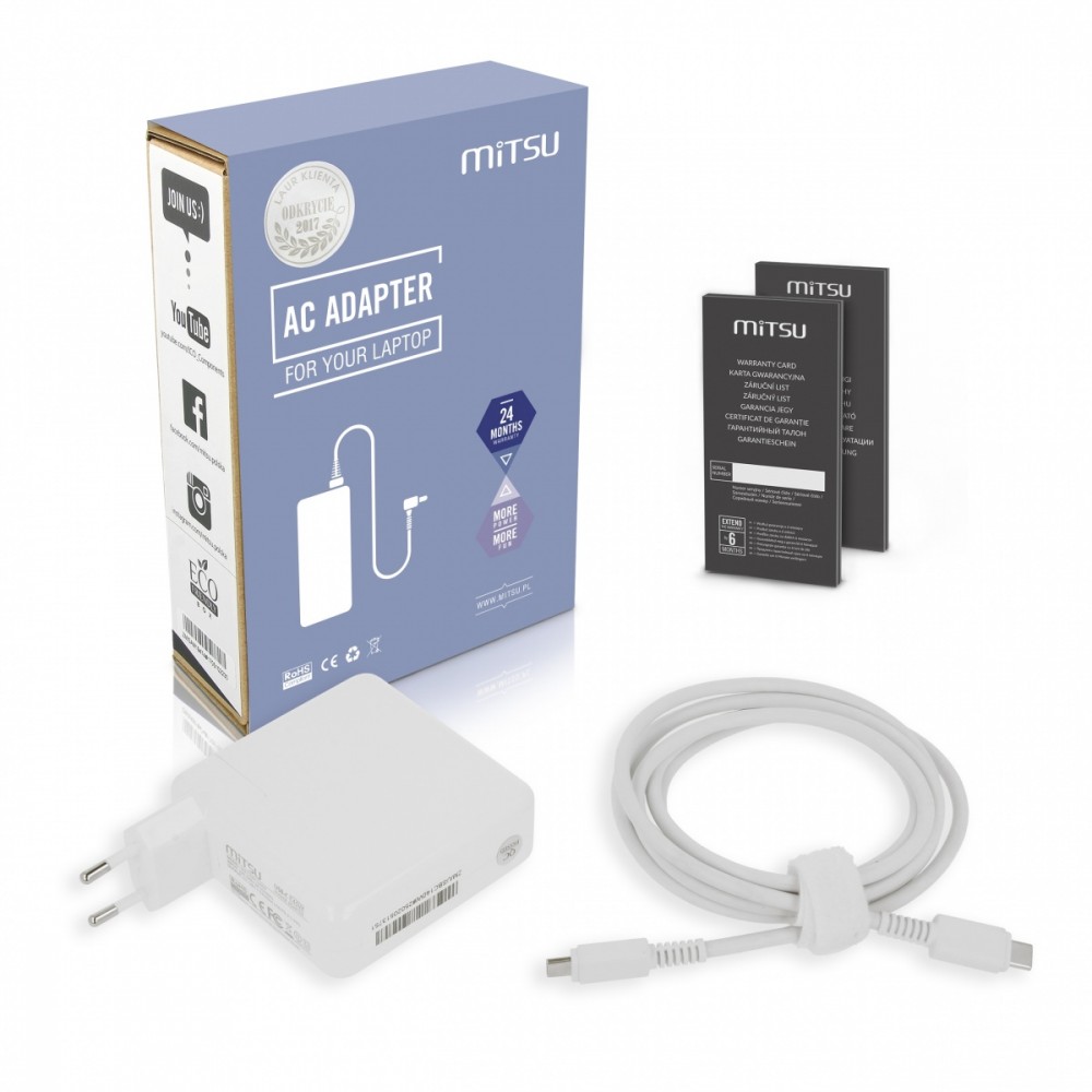 Mitsu Zasilacz ładowarka do laptopa 100W USB-C 5V-9V-12V-15V/3A, 20V-28V/5A PD