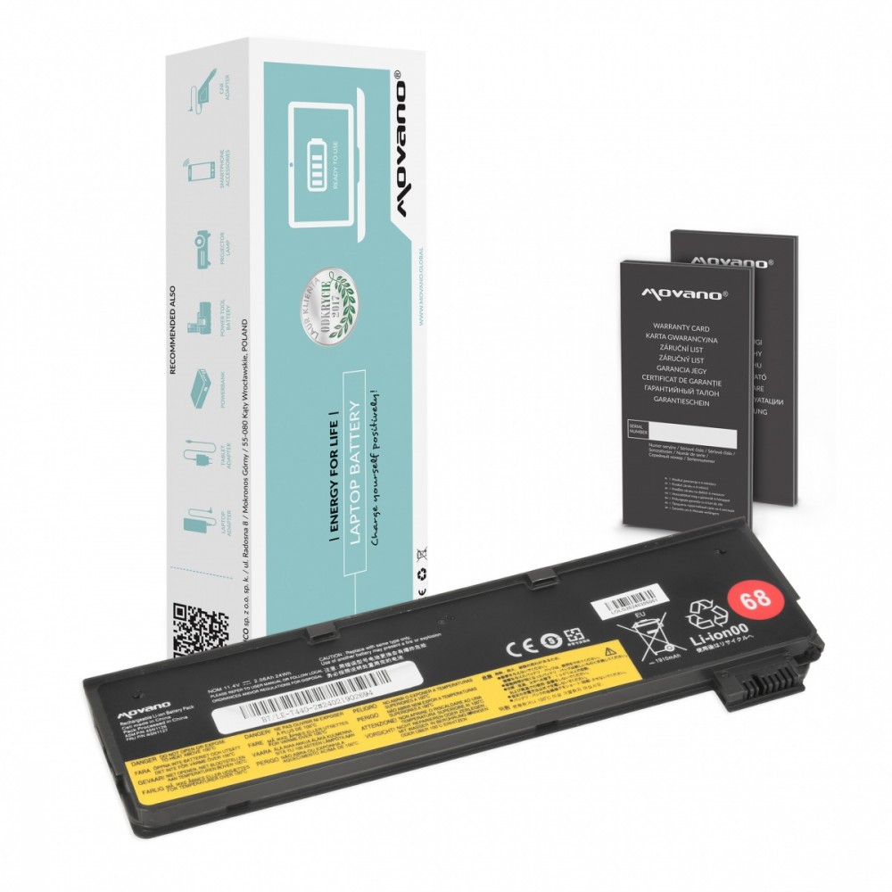 Movano Bateria 45N1126 45N1127 do Lenovo ThinkPad T440 T450s X240 X260 L450 L460 - 2000 mAh (22 Wh)