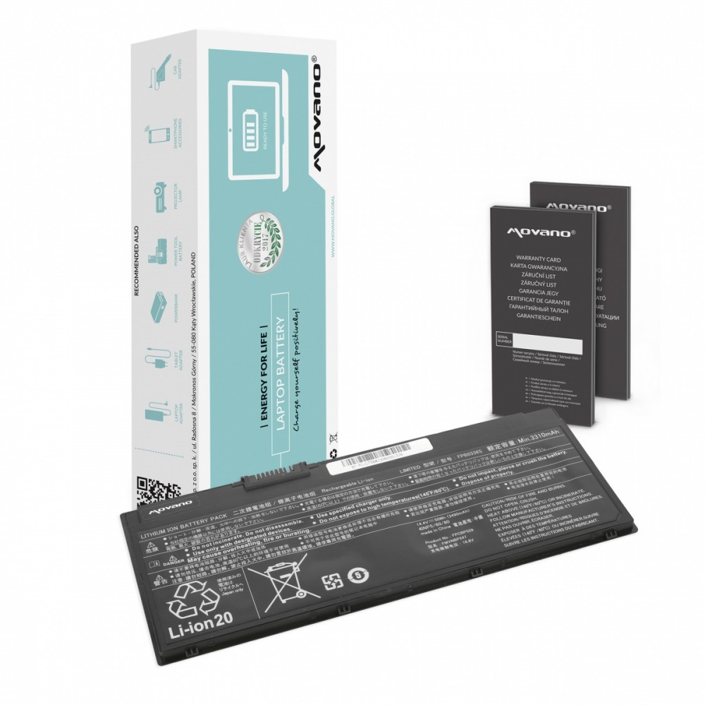 Movano Bateria FPB0338S do Fujitsu LifeBook U758 - 3490 mAh (50 Wh)