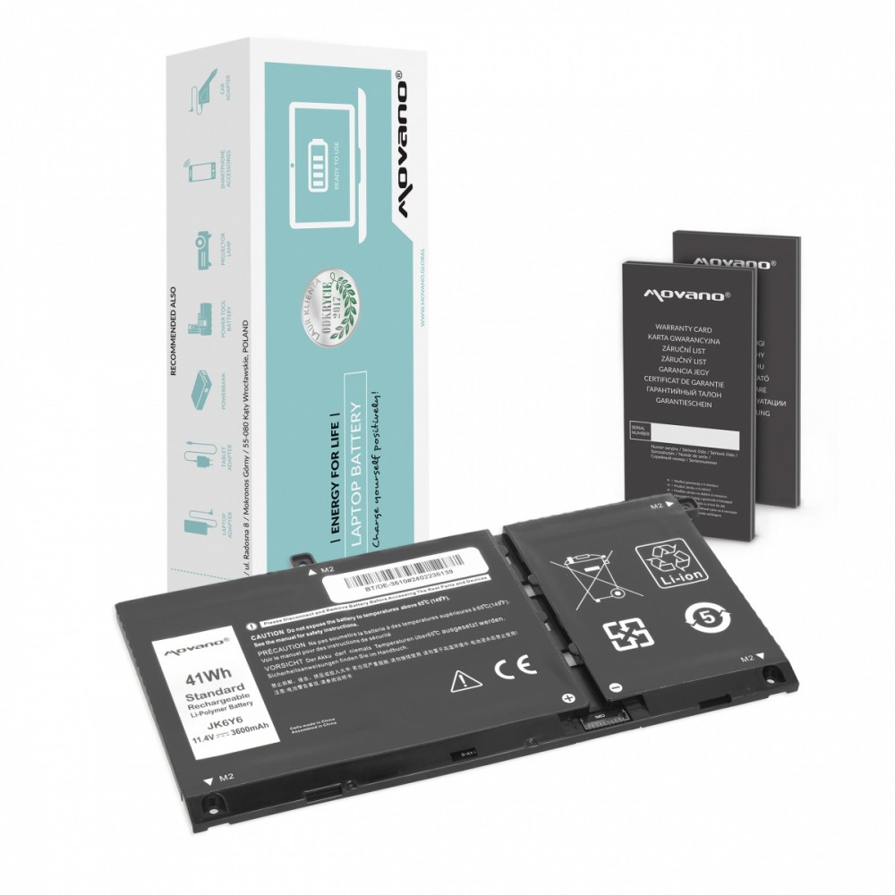 Movano Bateria JK6Y6 do Dell Latitude 3410 3510 Inspiron 5401 5402 5501 5502 5505 - 3600 mAh (41 Wh)