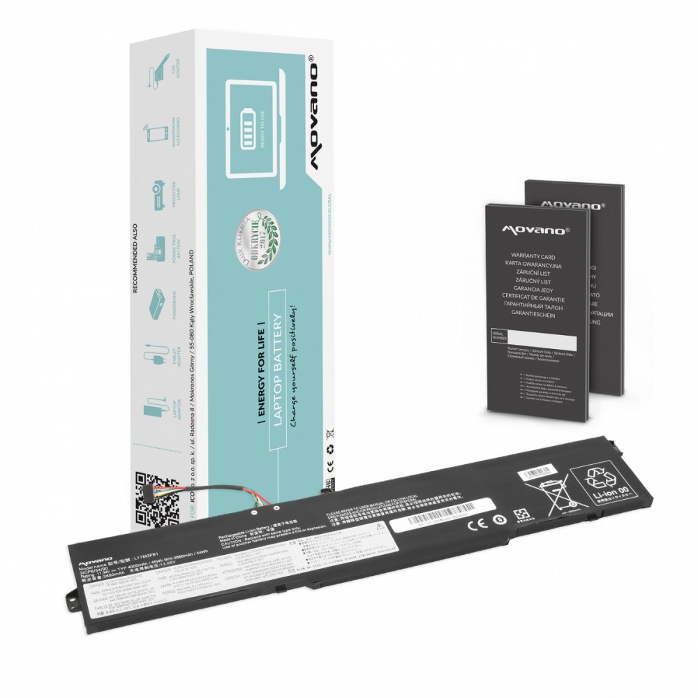 Movano Bateria L17M3PB1 do Lenovo IdeaPad 330-15ICH 17ICH - 4000 mAh (45 Wh)