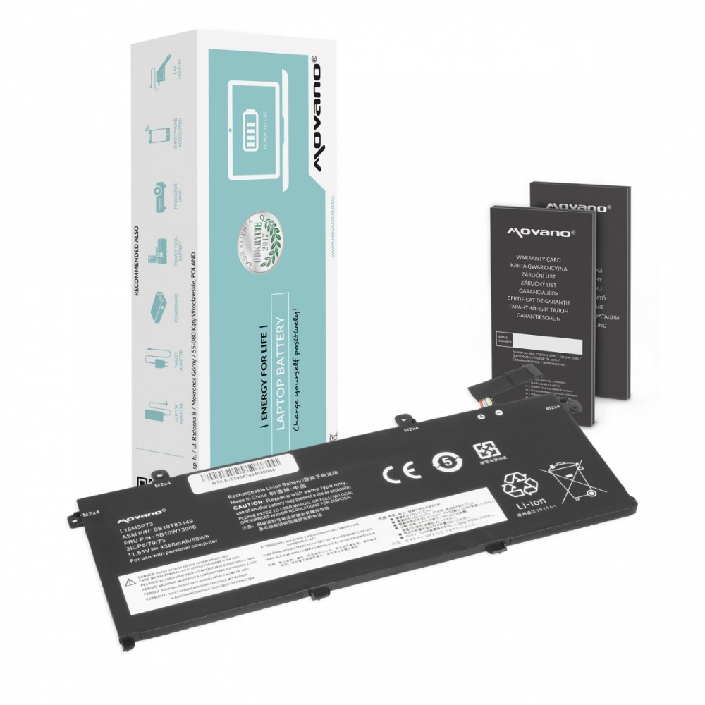 Movano Bateria L18M3P73 do Lenovo ThinkPad T490 T495 P43s P14s - 4350 mAh (50 Wh)