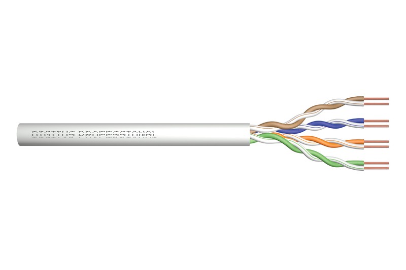 Digitus Kabel instalacyjny kat.5e, U/UTP, Eca, AWG 24/1, PVC, 100m, szary
