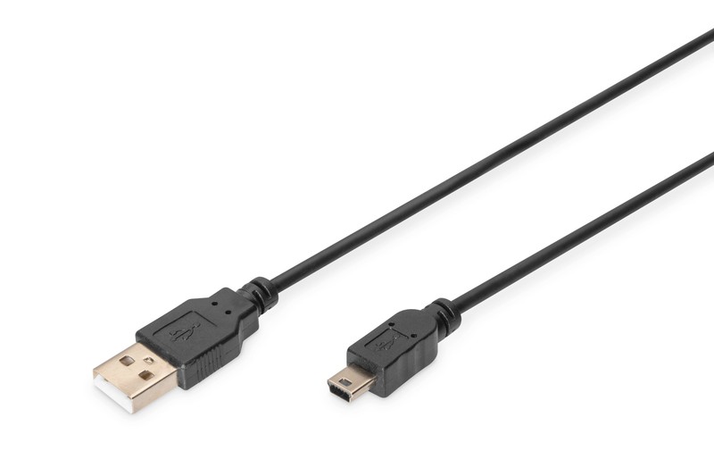 Obraz przedstawiający Digitus Kabel połączeniowy USB 2.0 HighSpeed "Canon" Typ USB A/miniUSB B (5pin) M/M czarny 1m
