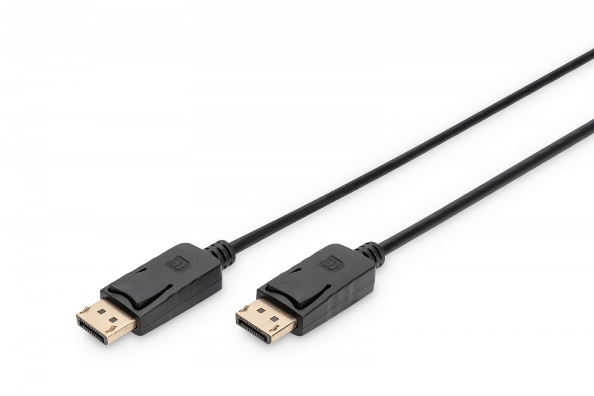 Digitus Kabel połączeniowy DisplayPort z zatrzaskami 1080p 60Hz FHD Typ DP/DP M/M czarny 2m