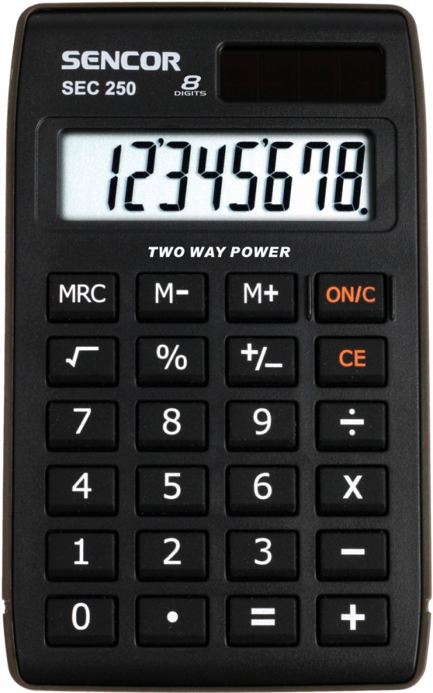 Фото - Калькулятор Sencor Kalkulator kieszonkowy SEC 250, 8 cyfr LCD, Podwójne zasilanie ARSE 