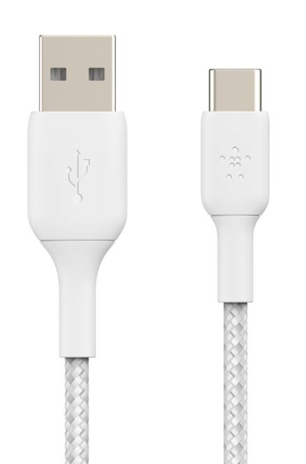 Фото - Кабель Belkin Kabel Braided USB-C USB-A 15cm biały AKBLKTUUSBCA15W 